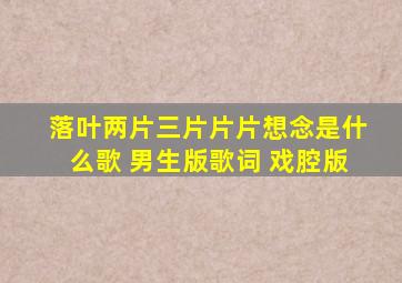 落叶两片三片片片想念是什么歌 男生版歌词 戏腔版